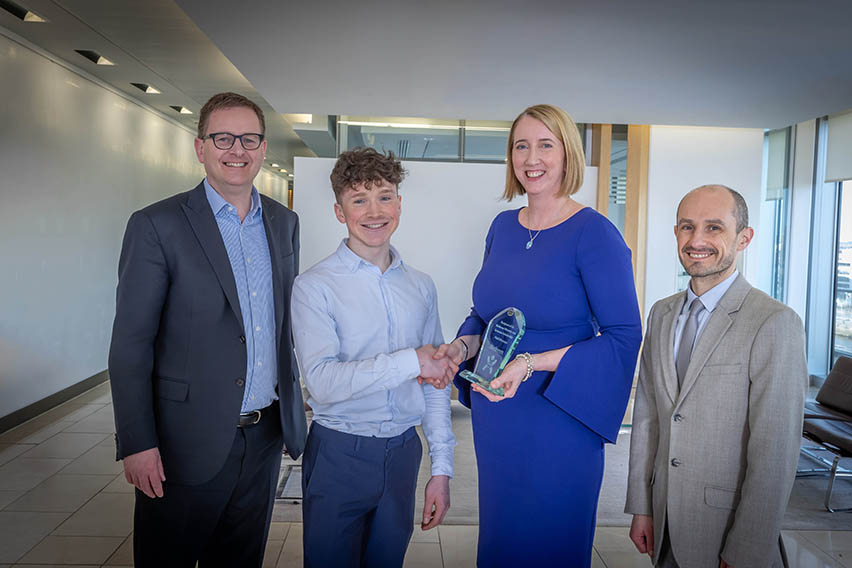 Pictured (l-r): Matheson Managing Partner, Michael Jackson; Diversity and Inclusion Scholar 2020, Niall Brennan; Matheson Partner and Head of Asset Management, Tara Doyle; and Head of Trinity School of Law, Mark Bell